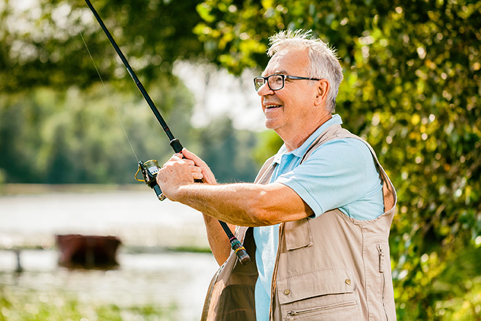 Senior man fishing